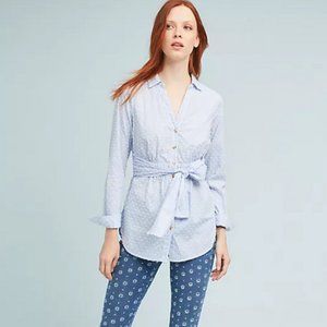 Swiss Dot Blue Striped Blouse